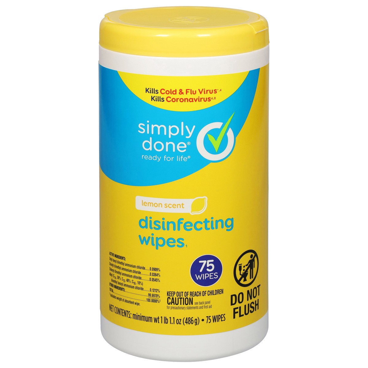 slide 1 of 9, Simply Done Disinfecting Wipes - Lemon Scent, 75 ct