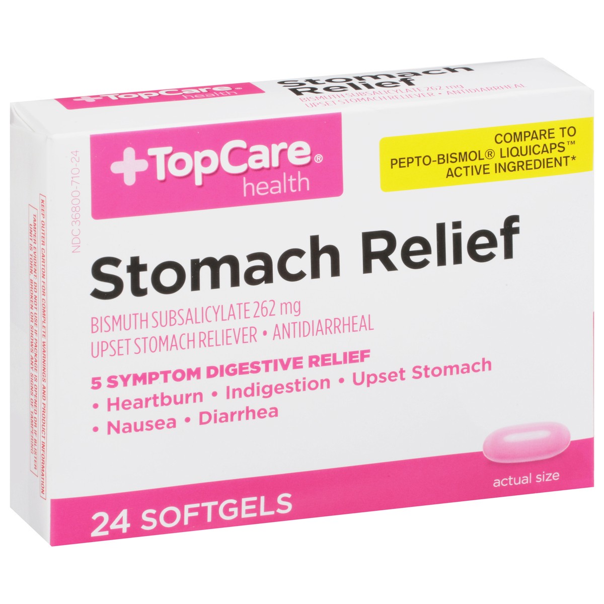 slide 9 of 9, TopCare Top Care Topcare Stomach Relief, 262 Mg, Softgels, 24 ct