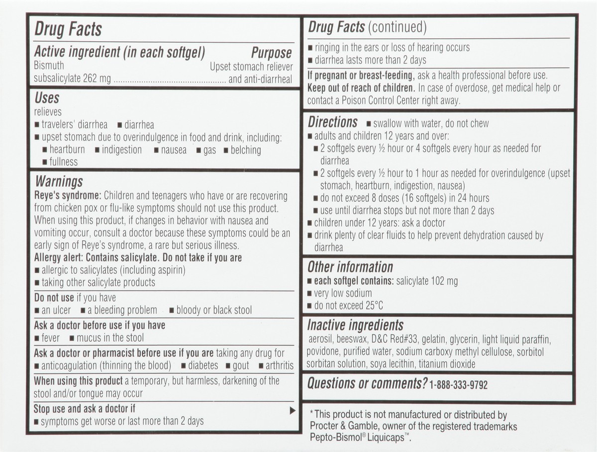 slide 6 of 9, TopCare Top Care Topcare Stomach Relief, 262 Mg, Softgels, 24 ct