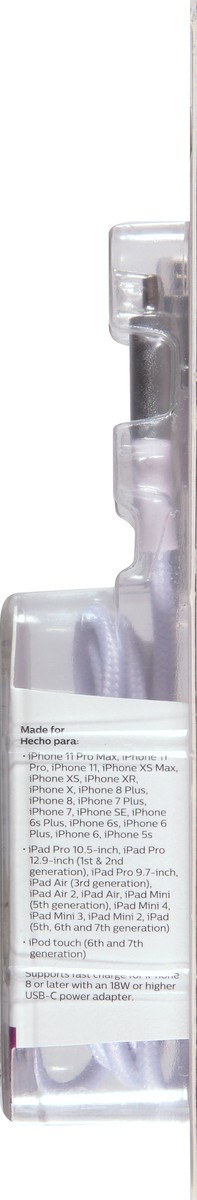 slide 8 of 8, Philips Usb-C To Lightning Cable, 3 Ft, Braided, White, 1 ct