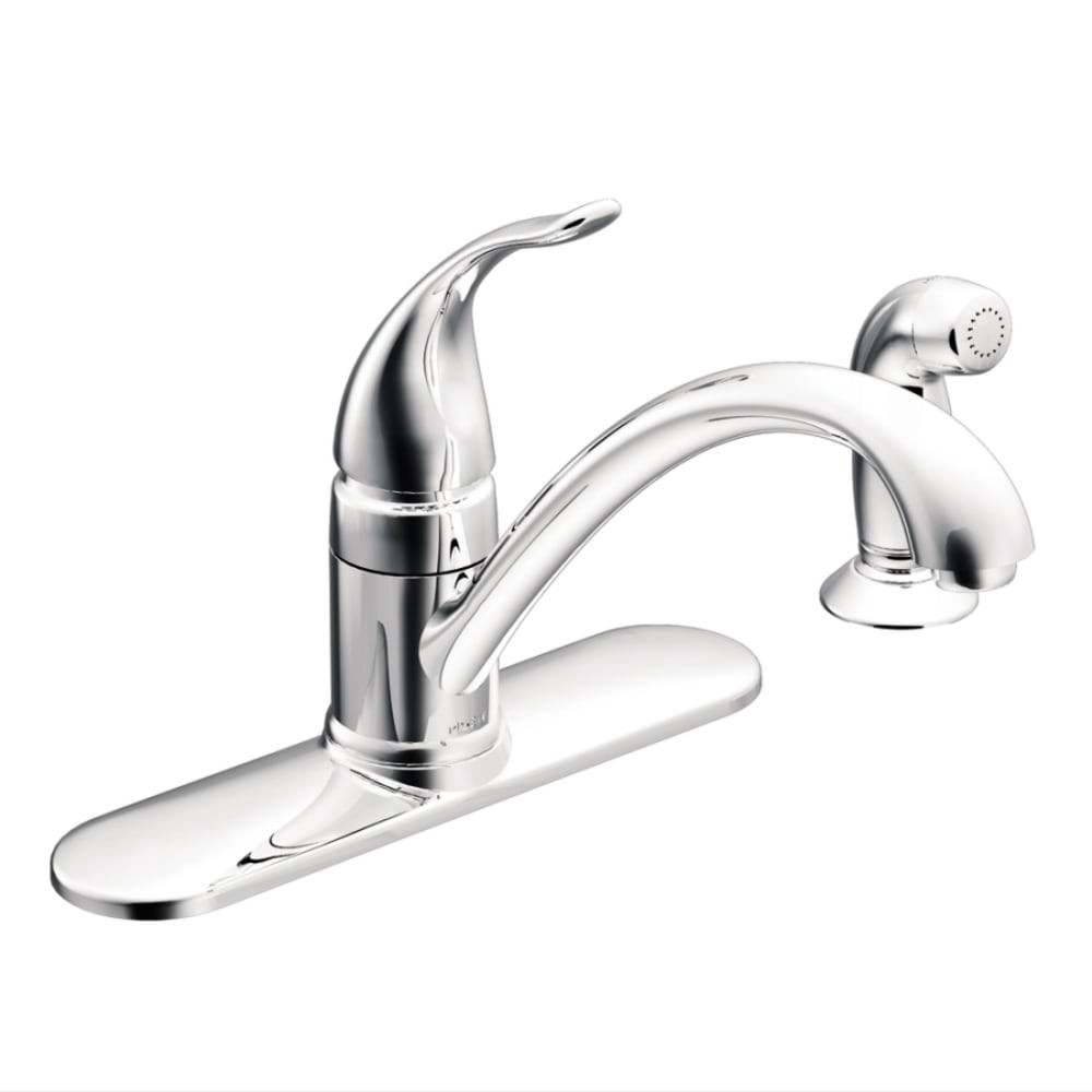 slide 3 of 6, Moen Torrance Chrome Single Handle Deck-mount Kitchen Faucet with Sprayer (Includes Deck Plate) (Includes Side Sprayer), 1 ct