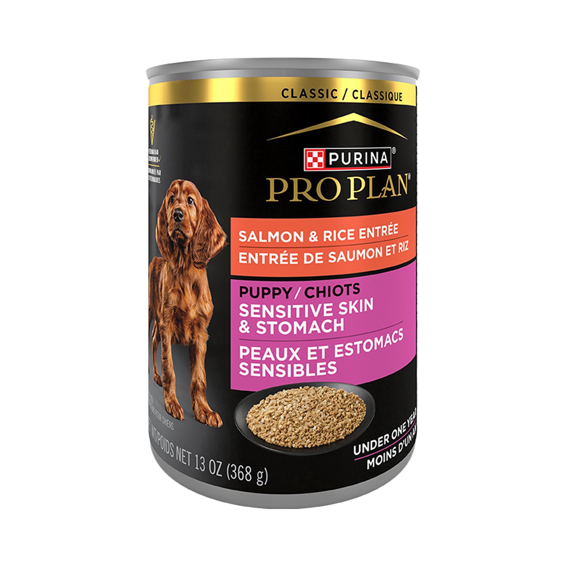 slide 1 of 1, Purina Pro Plan Puppy Classic Wet Dog Food for Sensitive Stomach with Salmon and Rice, 13 oz