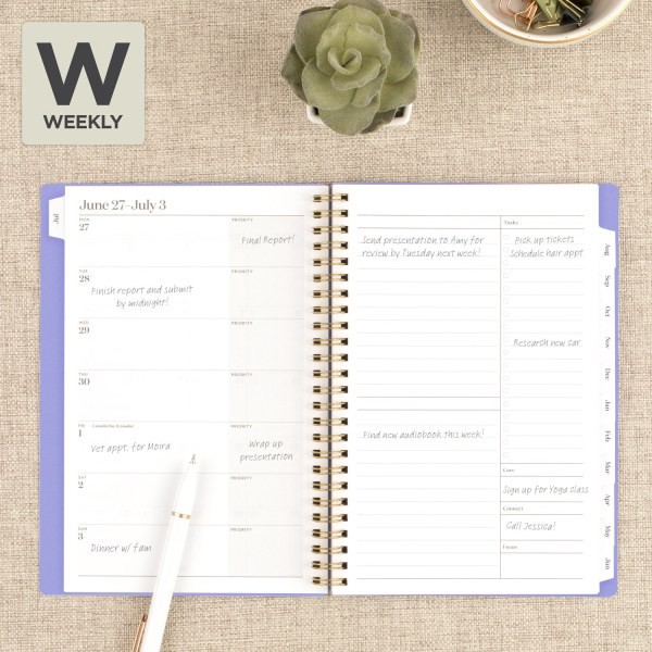 slide 3 of 8, Cambridge WorkStyle Focus Academic 2022-2023 Weekly Monthly Planner, Lavender, Small, 5 1/2" x 8 1/2", 1 ct