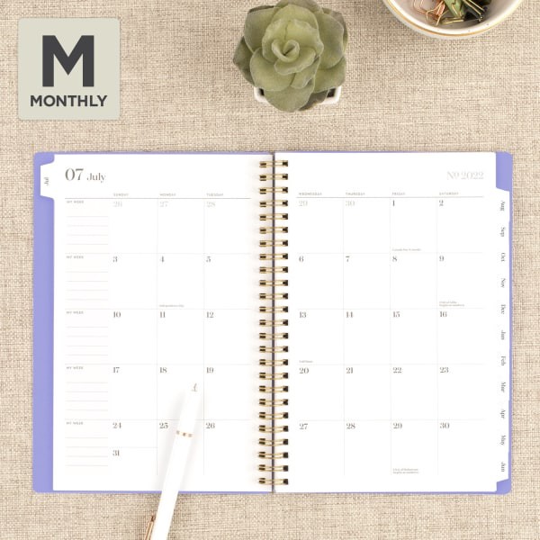 slide 7 of 8, Cambridge WorkStyle Focus Academic 2022-2023 Weekly Monthly Planner, Lavender, Small, 5 1/2" x 8 1/2", 1 ct