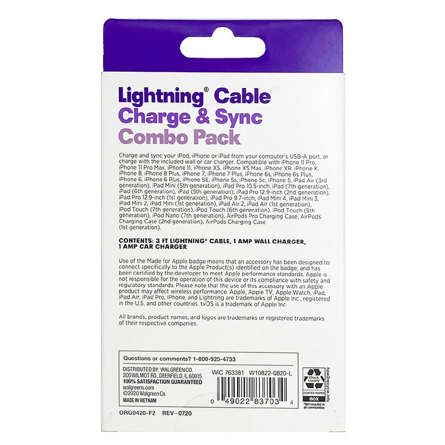 slide 3 of 3, Infinitive Lightning Cable, Combo Pack 3Ft, 1 ct