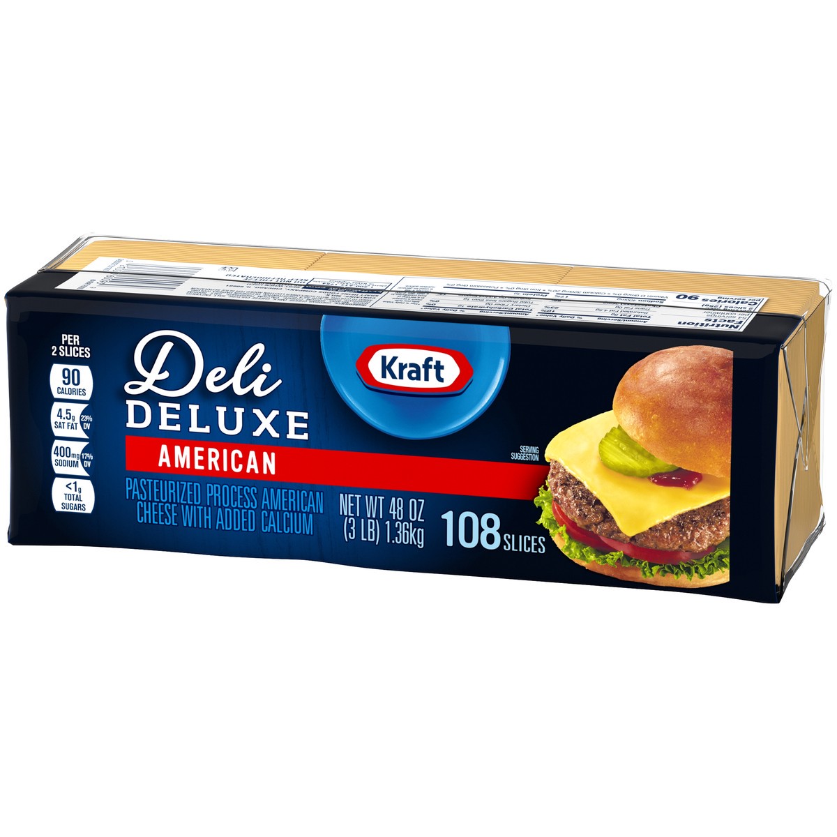 slide 6 of 9, Kraft Deli Deluxe American Cheese Slices, 108 ct Pack, 108 pk