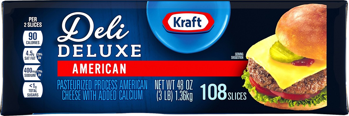 slide 7 of 9, Kraft Deli Deluxe American Cheese Slices, 108 ct Pack, 108 pk