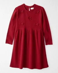 Littleplanet Girls Organic Cotton Sweater Knit Dress Deep Red 8