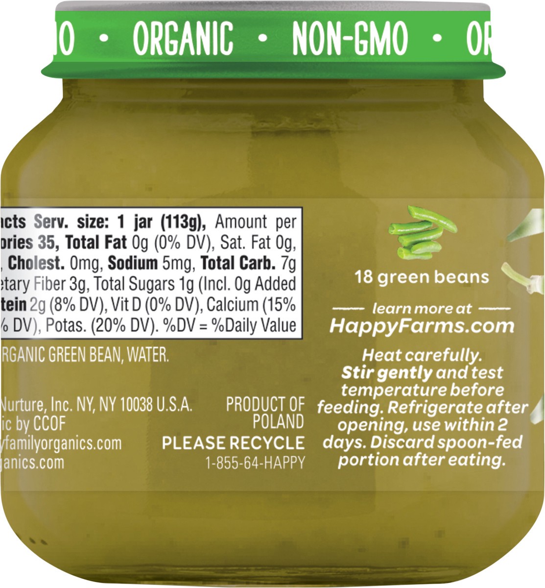 slide 2 of 3, Happy Baby Organics Clearly Crafted Stage 1 Green Beans Jar 4 oz UNIT, 4 oz