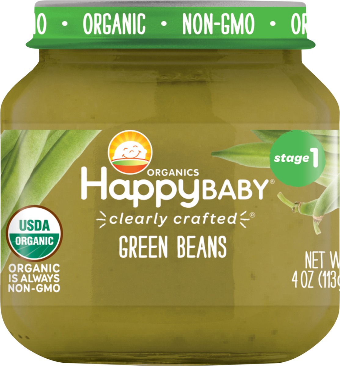 slide 3 of 3, Happy Baby Organics Clearly Crafted Stage 1 Green Beans Jar 4 oz UNIT, 4 oz