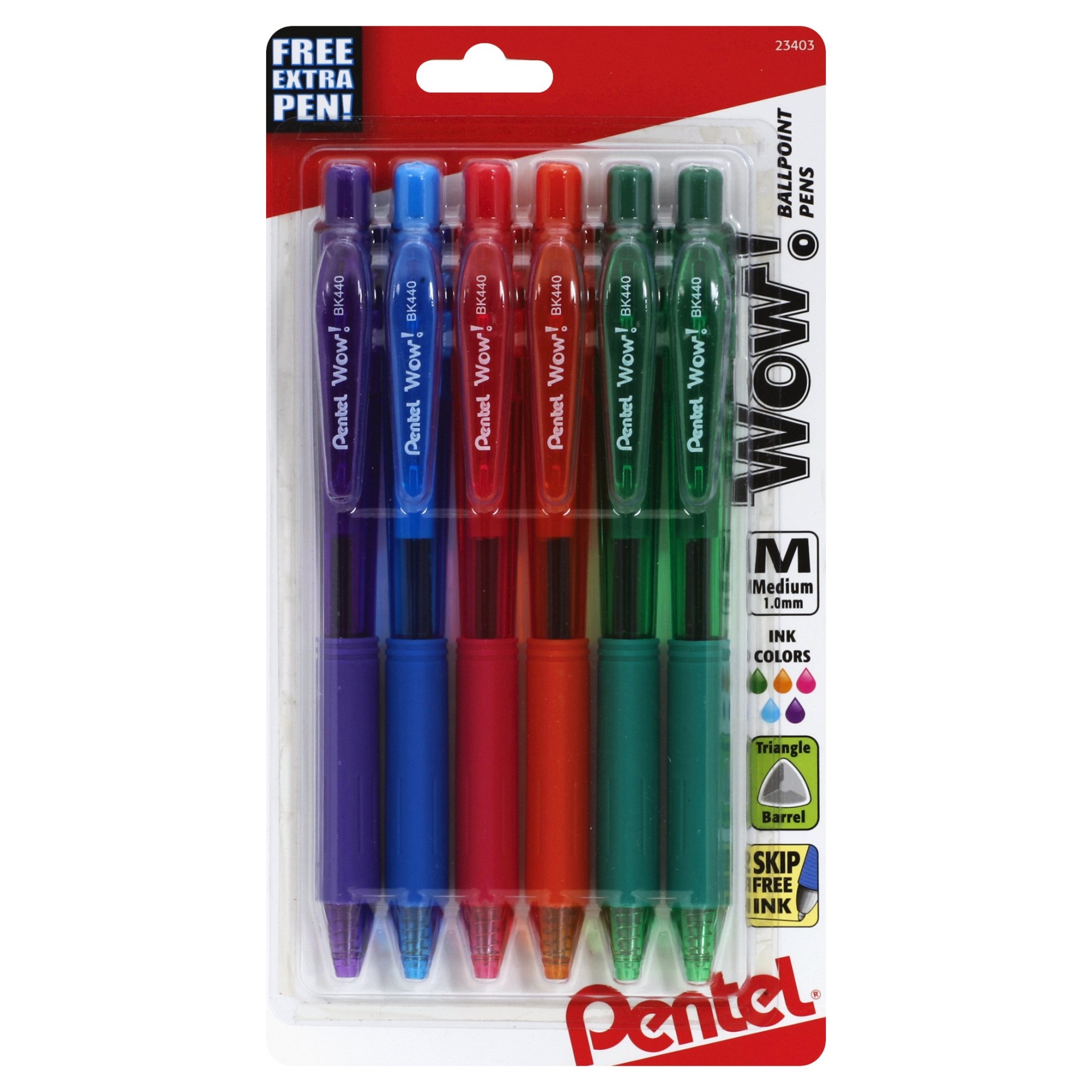 slide 1 of 1, Pentel Wow! Colors Retractable Ball Point Pen, 5 ct