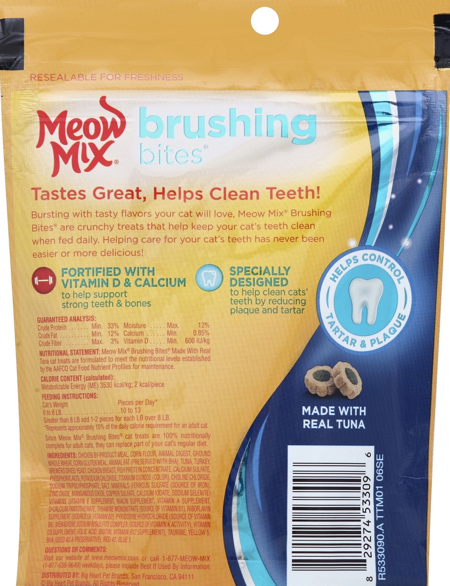 slide 6 of 6, Meow Mix Brushing Bites Dental Cat Treats, Tuna, 2.25 oz