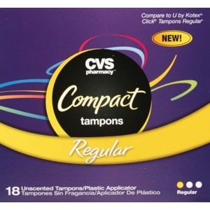 slide 1 of 1, CVS Pharmacy CVS Health Compact Unscented Tampons, Regular, 18 ct