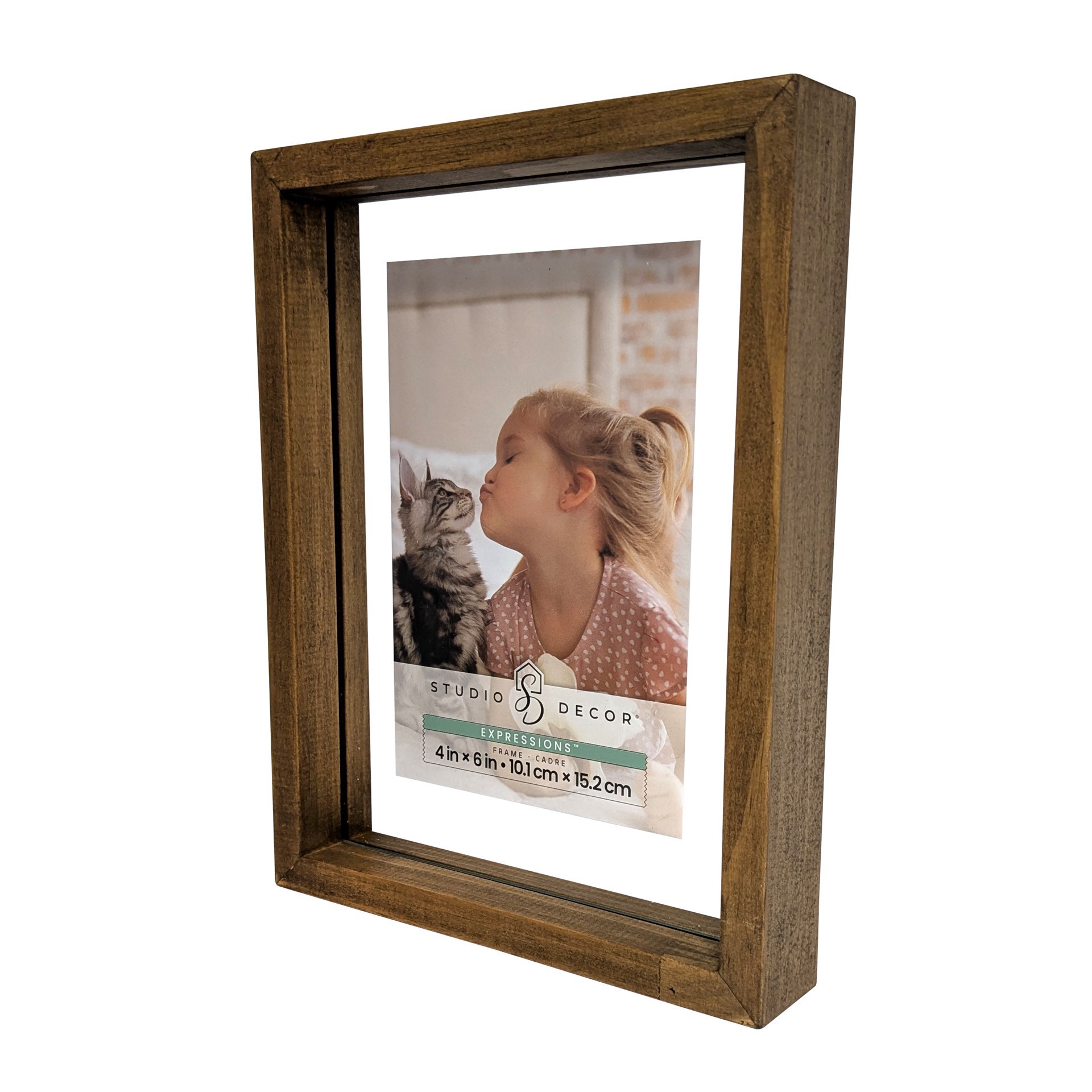 slide 6 of 6, Expressions Brown Linear Wood Float Frame By Studio Decor, 4 in x 6 in