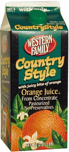 slide 1 of 1, Western Family Country Style Orange Juice - 64 oz, 64 oz