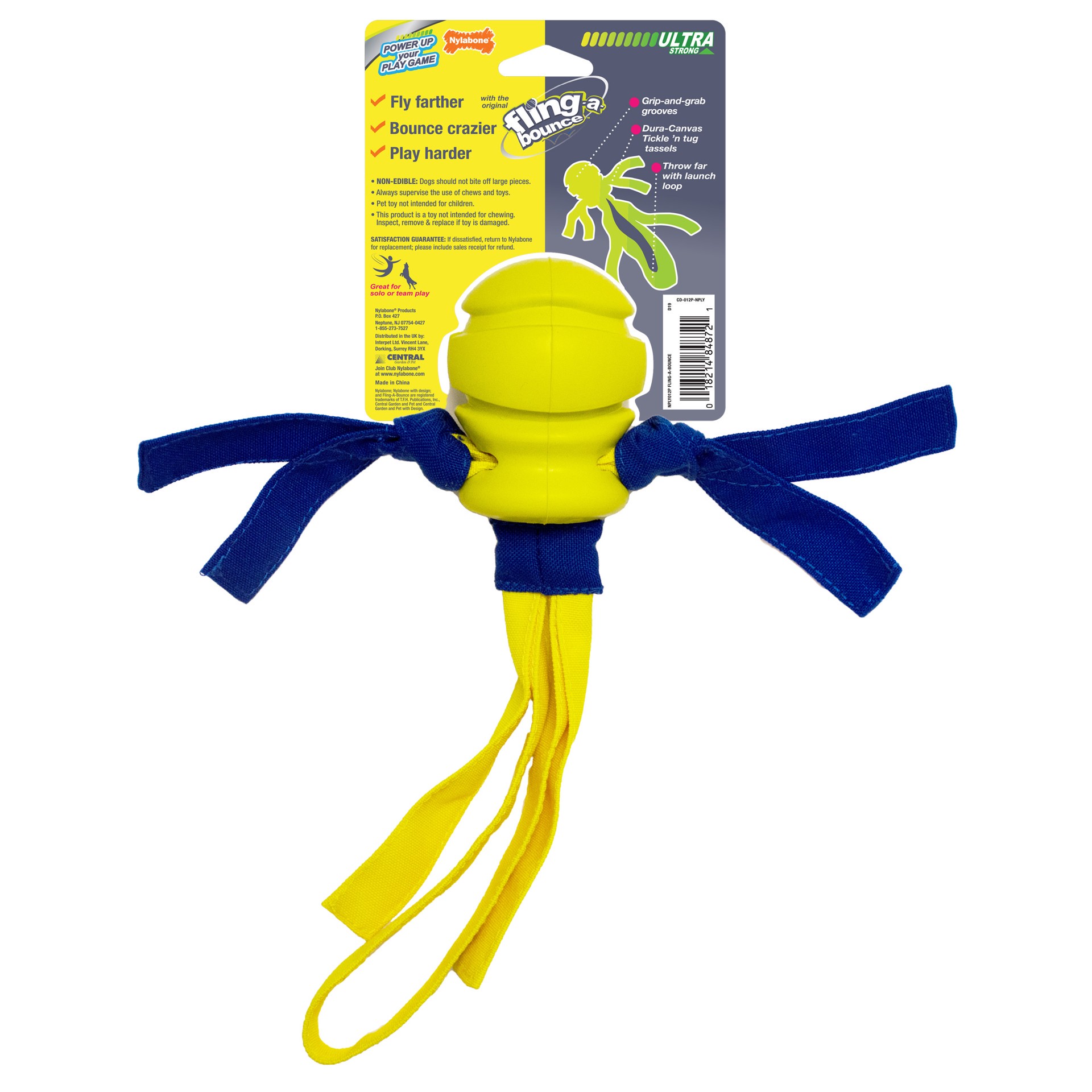 slide 6 of 10, Nylabone Power Play Fling-a-Bounce Interactive Dog Toy Medium/Wolf - Up to 35 lbs.(1 Count), 1 ct