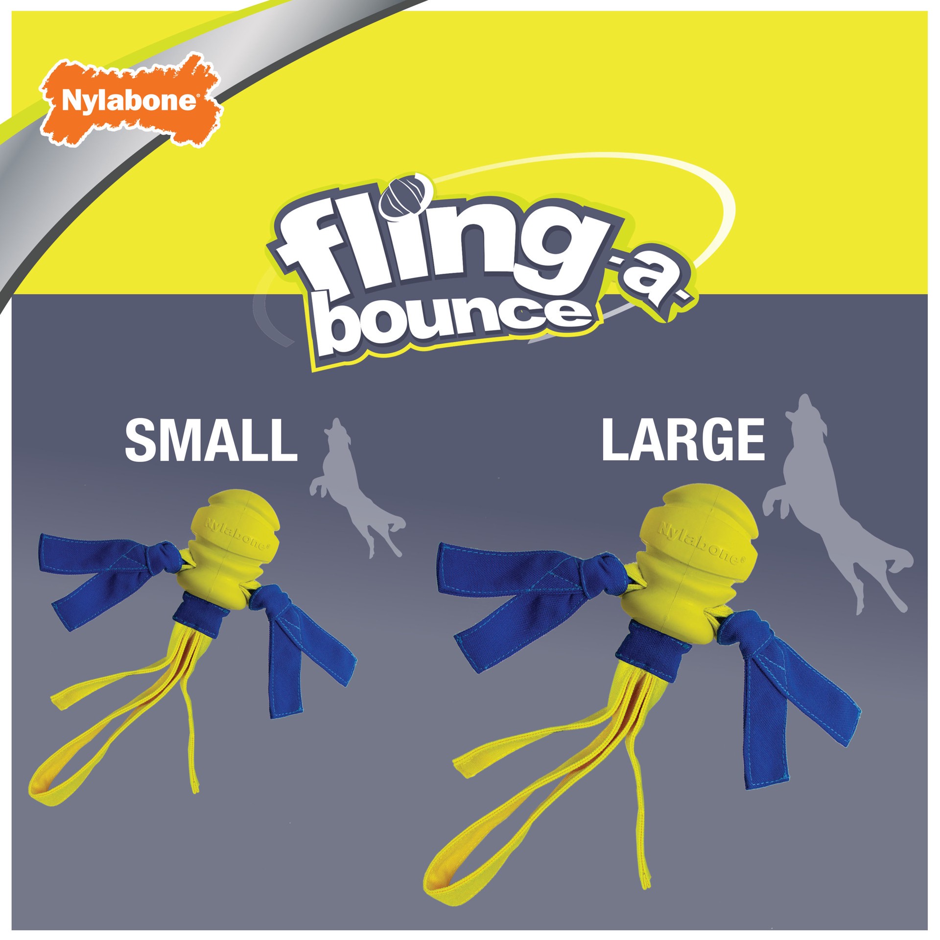 slide 7 of 10, Nylabone Power Play Fling-a-Bounce Interactive Dog Toy Medium/Wolf - Up to 35 lbs.(1 Count), 1 ct