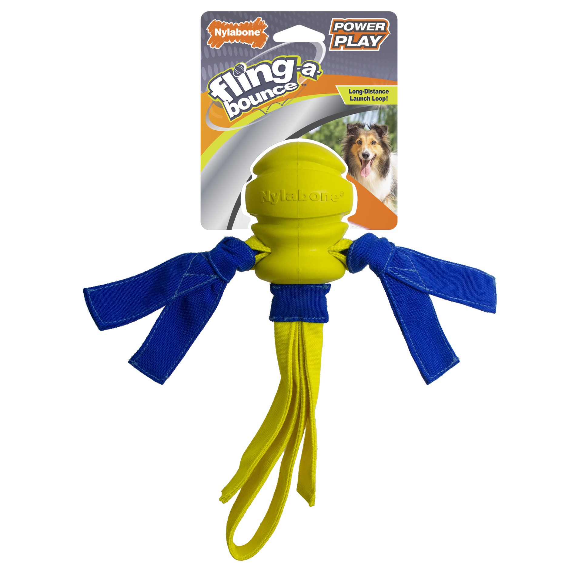 slide 1 of 10, Nylabone Power Play Fling-a-Bounce Interactive Dog Toy Medium/Wolf - Up to 35 lbs.(1 Count), 1 ct