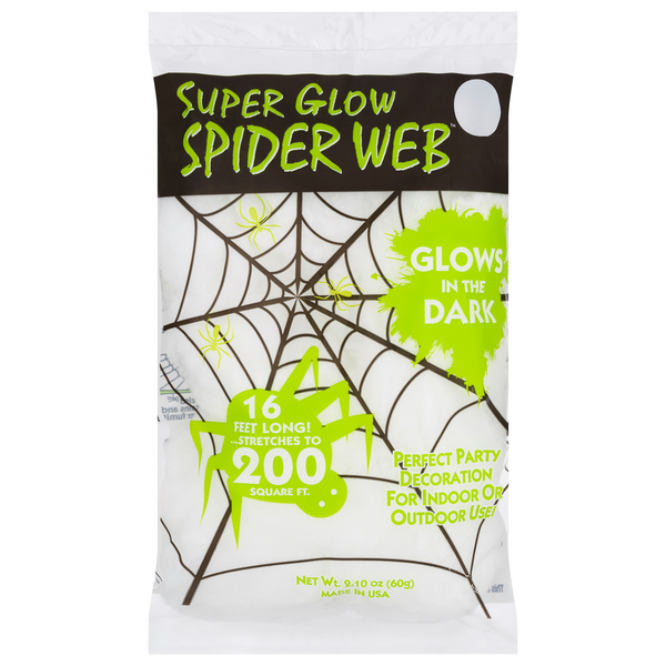 slide 1 of 1, Fun World Super Glow Spider Web 16 ft, 1 ct