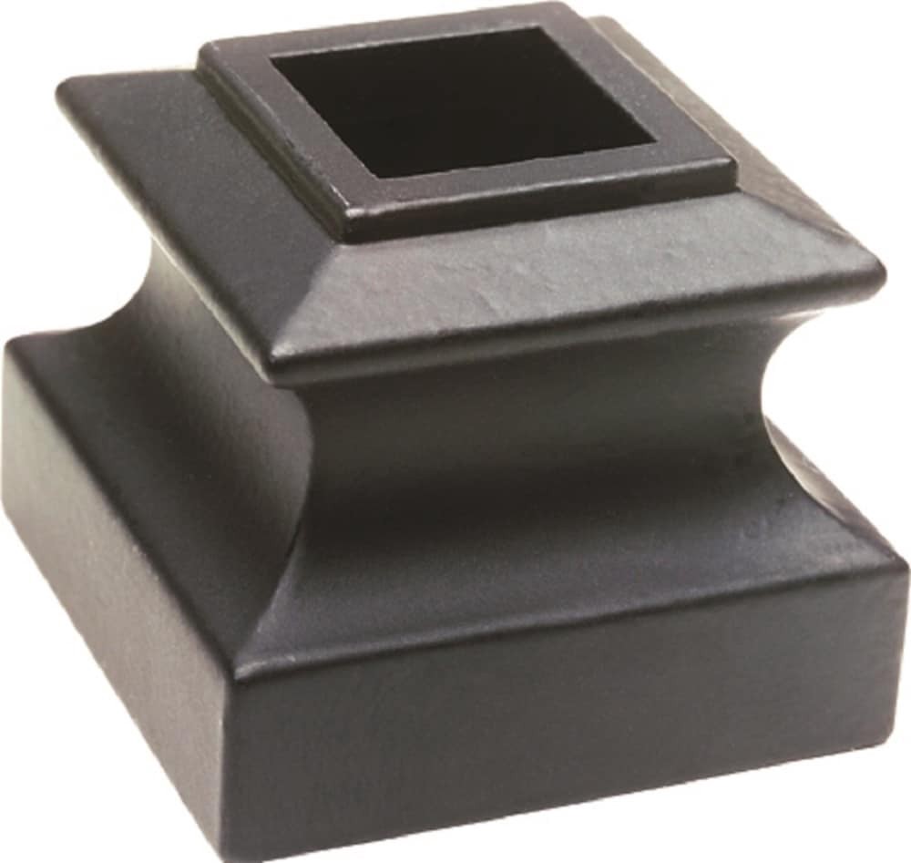slide 1 of 2, L.J. Smith Stair Systems 1.125-in x 1.1875-in Satin Black Wrought iron Square top Flat Stair Baluster Shoe, 1 ct