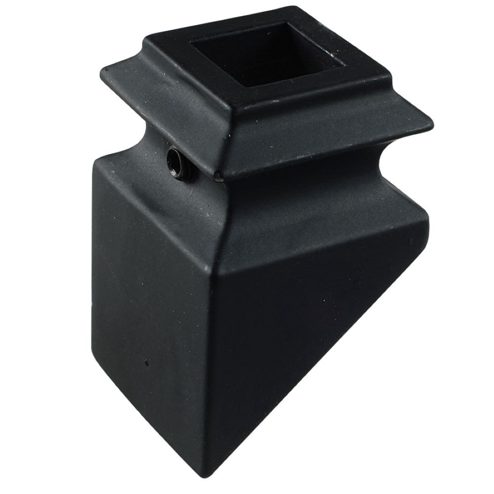 slide 1 of 2, L.J. Smith Stair Systems 24-in x 1.0625-in Satin Black Wrought iron Square top Angled Stair Baluster Shoe, 1 ct