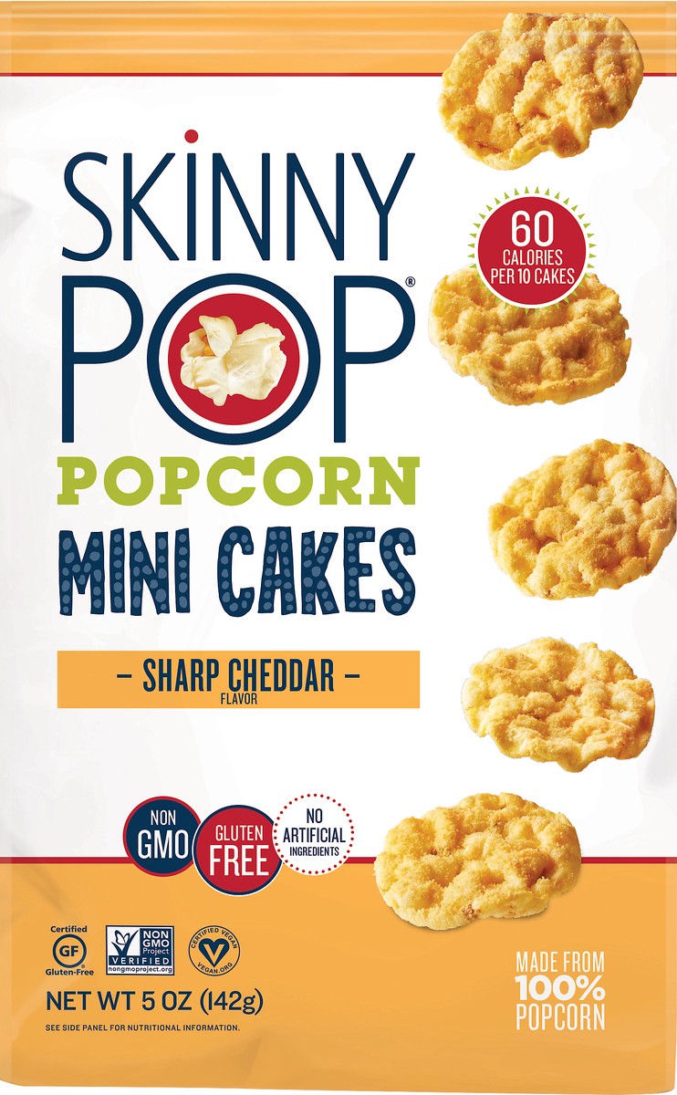 slide 1 of 3, SkinnyPop Mini Cakes Sharp Cheddar Flavor Popcorn 5 oz, 5 oz