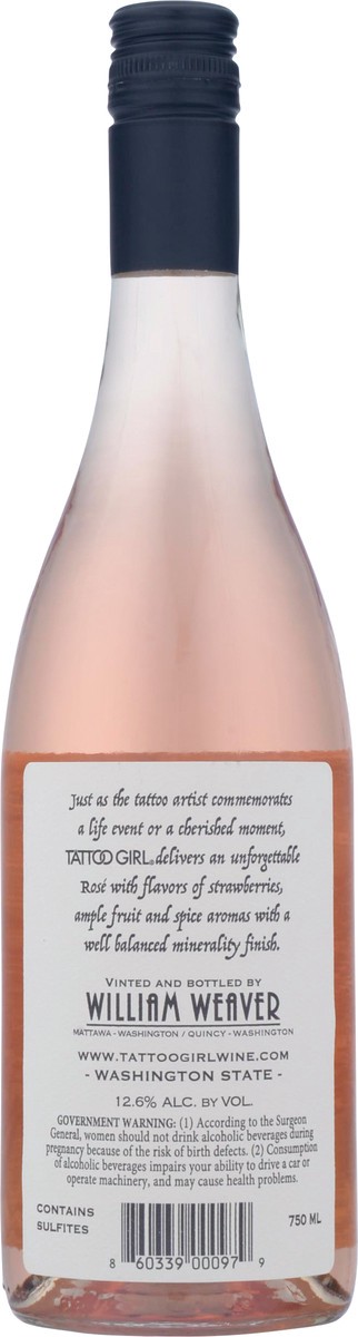 slide 5 of 9, Tattoo Girl Columbia Valley Rose Wine 750 ml, 750 ml