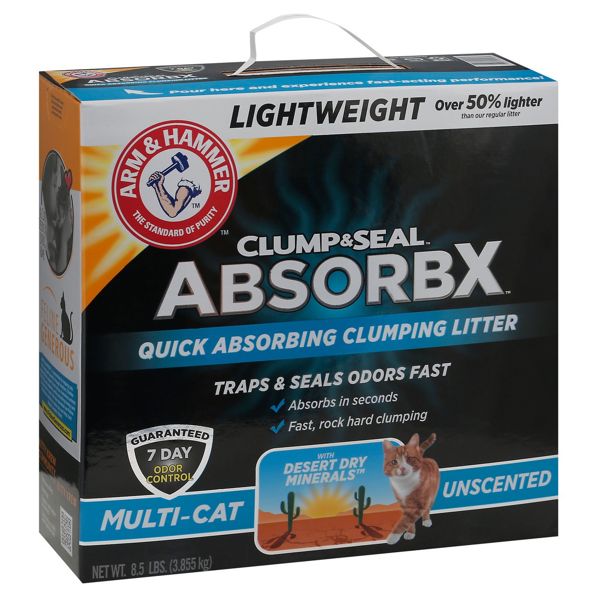 slide 2 of 12, ARM & HAMMER Clump & Seal AbsorbX Clumping Litter, Multi-Cat Unscented, 8.5 lb, 8.5 lb