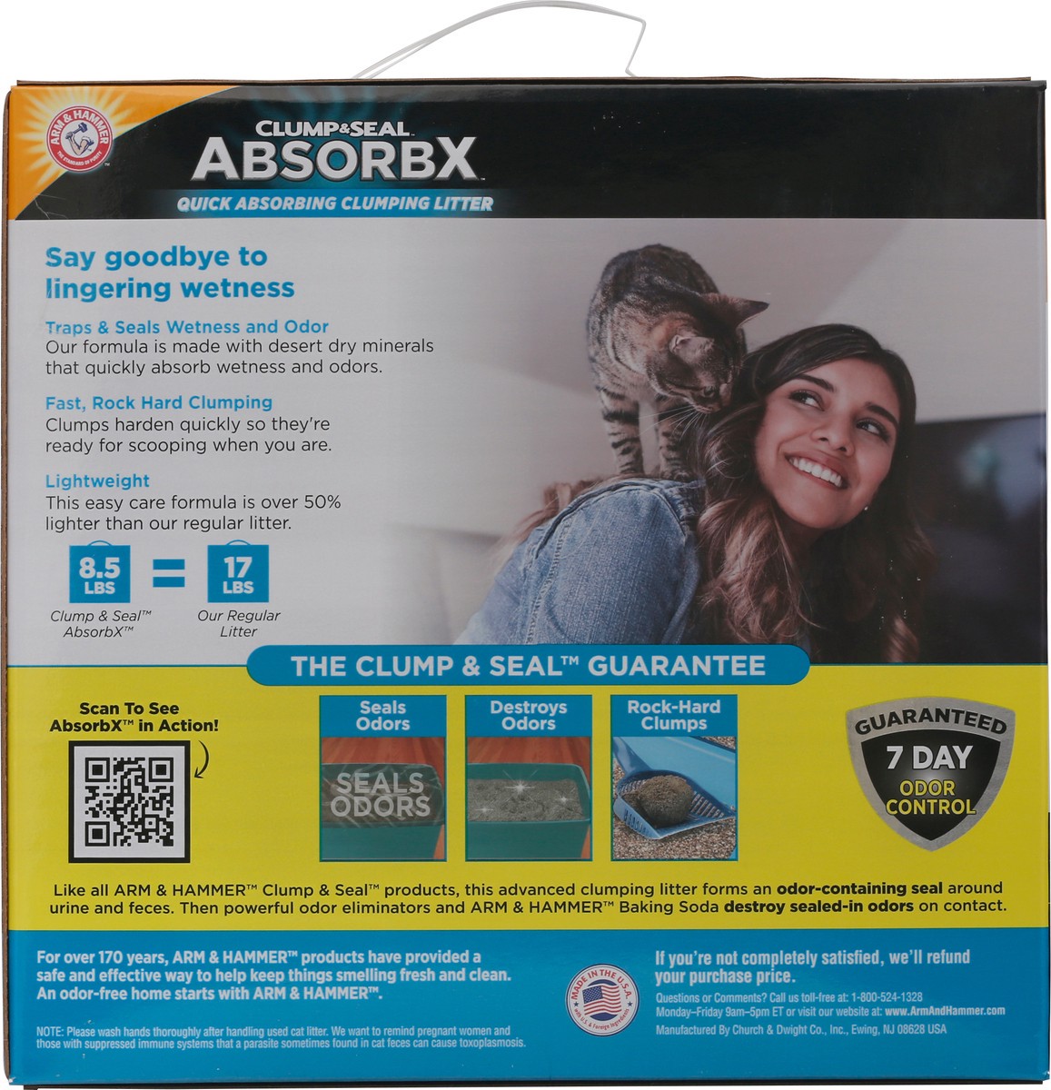 slide 9 of 12, ARM & HAMMER Clump & Seal AbsorbX Clumping Litter, Multi-Cat Unscented, 8.5 lb, 8.5 lb