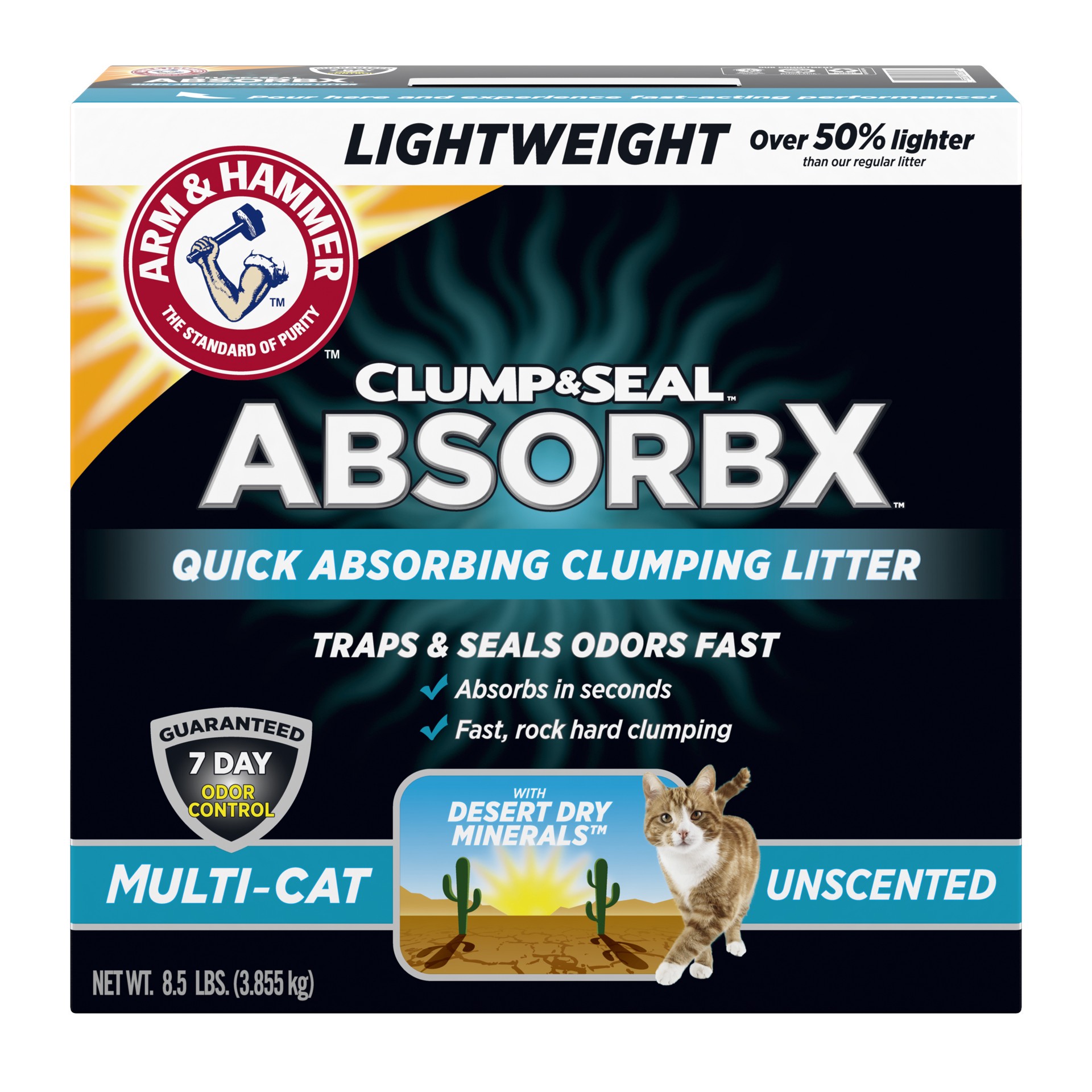 slide 1 of 12, ARM & HAMMER Clump & Seal AbsorbX Clumping Litter, Multi-Cat Unscented, 8.5 lb, 8.5 lb
