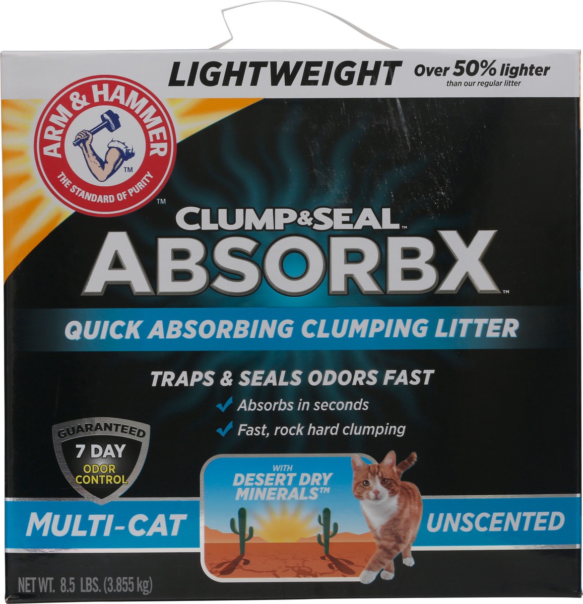 slide 3 of 12, ARM & HAMMER Clump & Seal AbsorbX Clumping Litter, Multi-Cat Unscented, 8.5 lb, 8.5 lb
