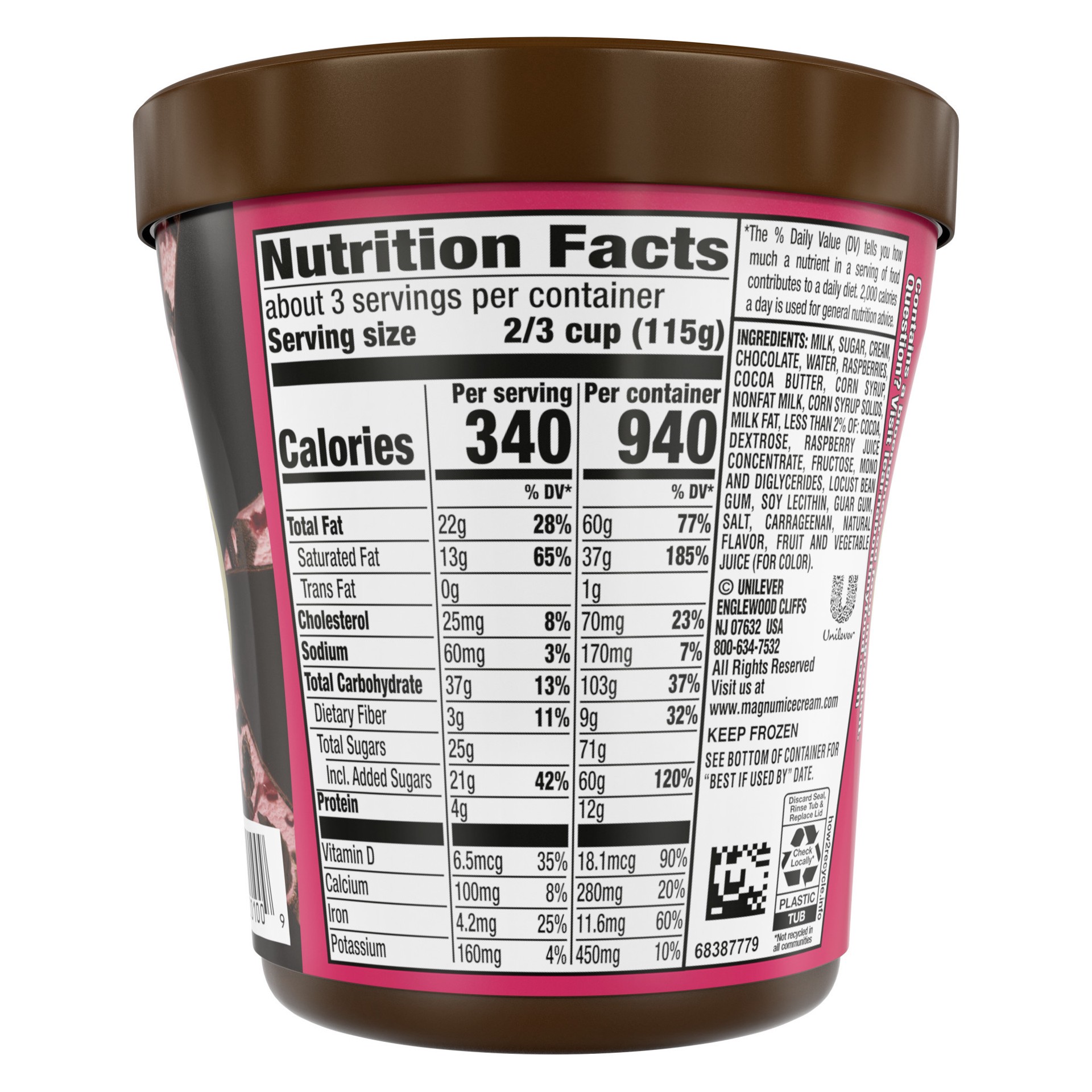 slide 3 of 3, Magnum Ice Cream Tub Double Raspberry, 14.8 oz, 14.8 oz