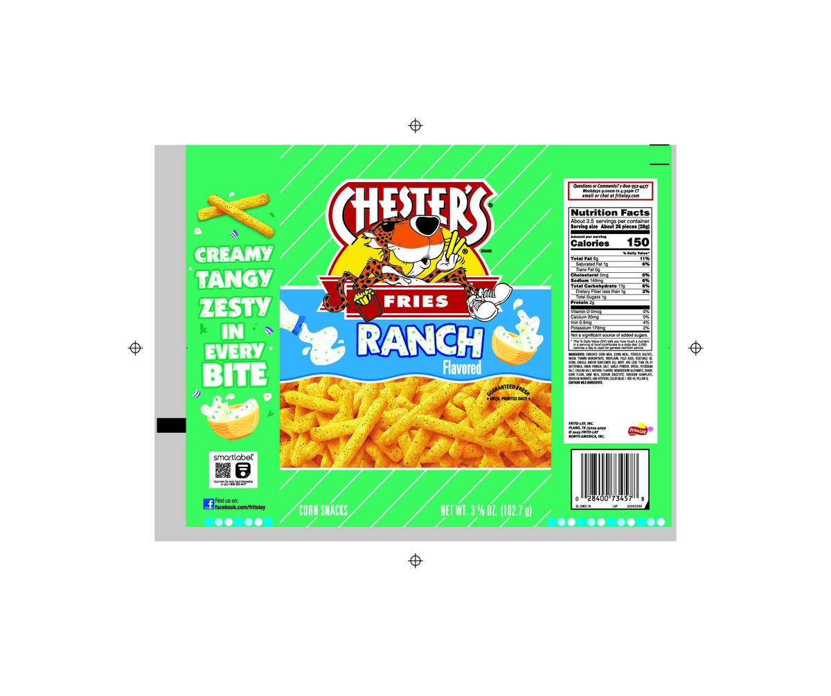 slide 5 of 7, Chester's Fries Corn And Potato Snacks Ranch Flavored 3 5/8 Oz, 3.62 oz