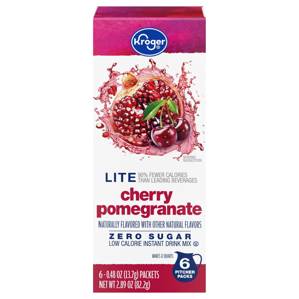 slide 1 of 6, Kroger® Lite Cherry Pomegranate Zero Sugar Pitcher Drink Mix, 6 ct; 0.48 oz