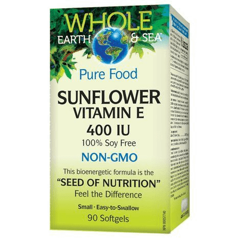 slide 1 of 1, Natural Factors Whole Earth & Sea, Sunflower Vitamin E, 400Iu, 90 ct