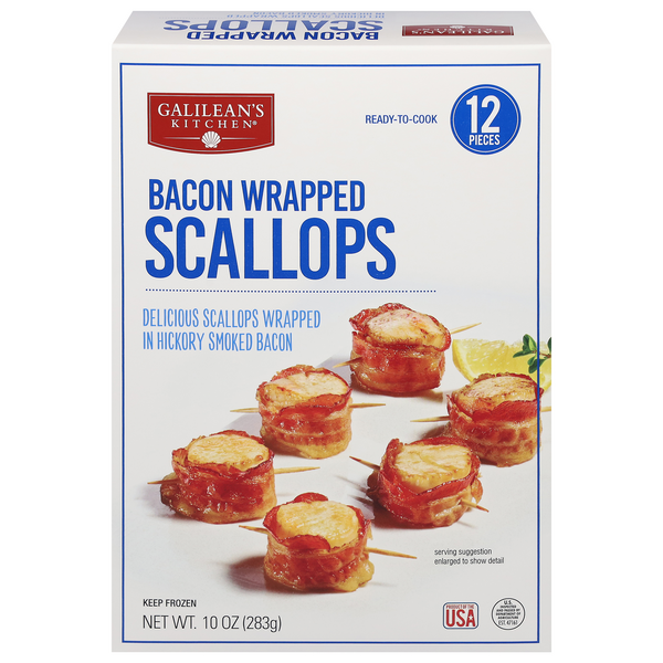slide 1 of 1, Galilean's Kitchen Bacon Wrapped Scallops - 12 ct Frozen, 12 ct; 10 oz
