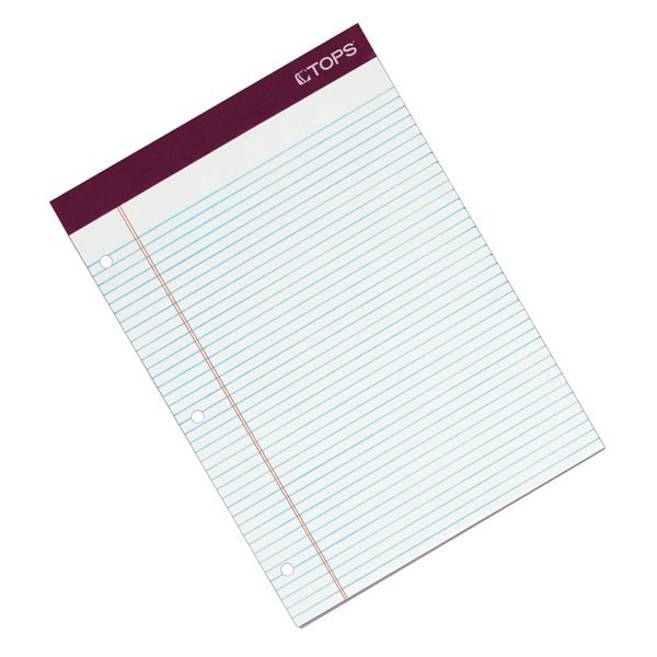 slide 3 of 4, TOPS Double Docket Gold Writing Pads, Narrow Ruled, 3-Hole Punched, White, 2 ct