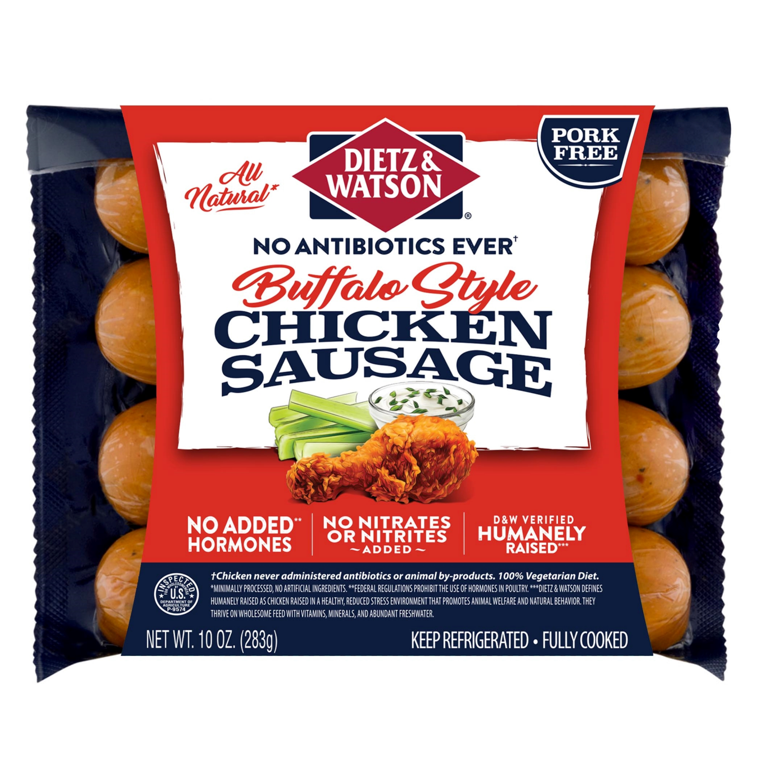 slide 1 of 2, Dietz & Watson Pork Free Buffalo Style Chicken Sausage 10 oz, 10 oz