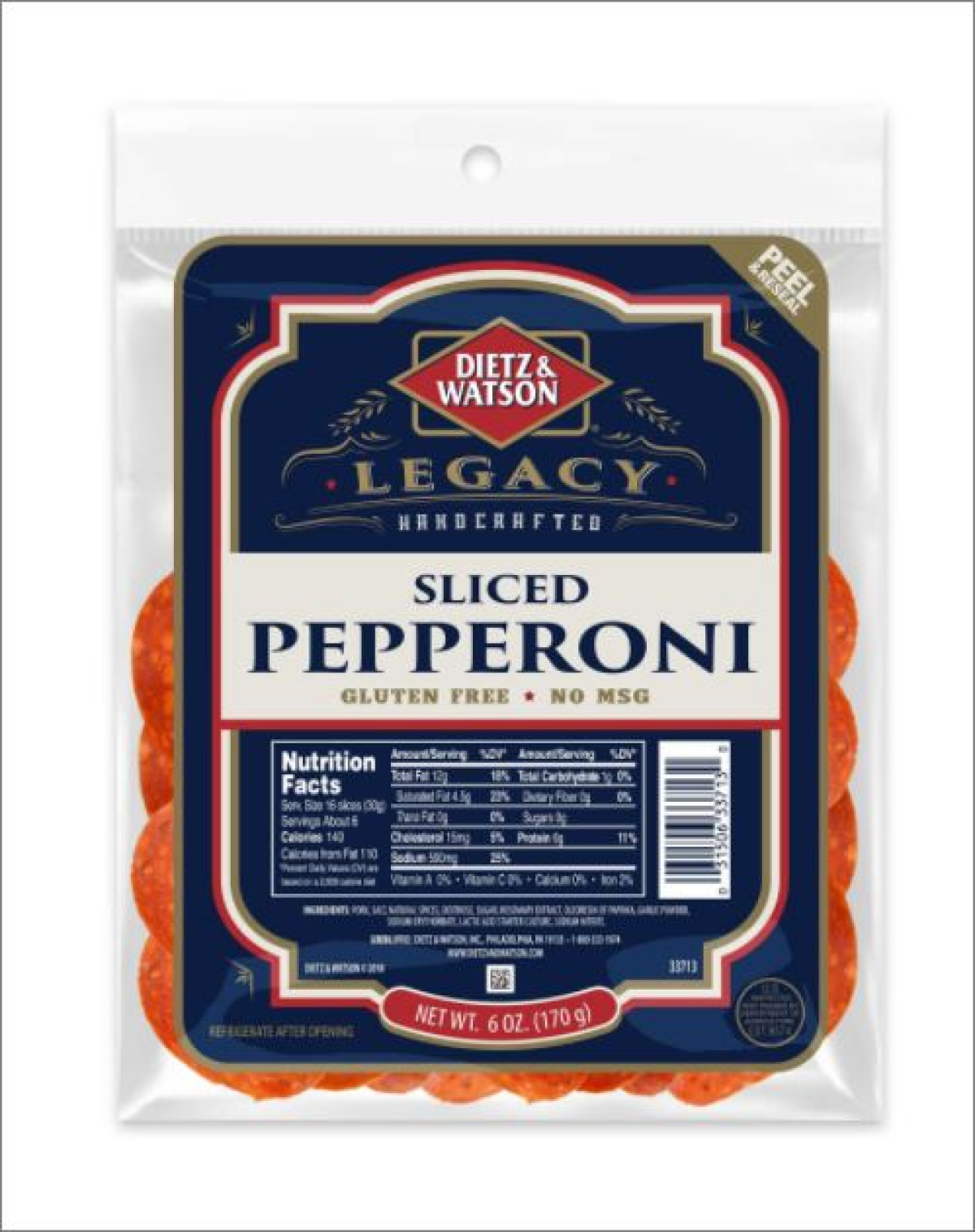 slide 1 of 1, Dietz & Watson Sliced Pepperoni, 6 oz, 6 oz