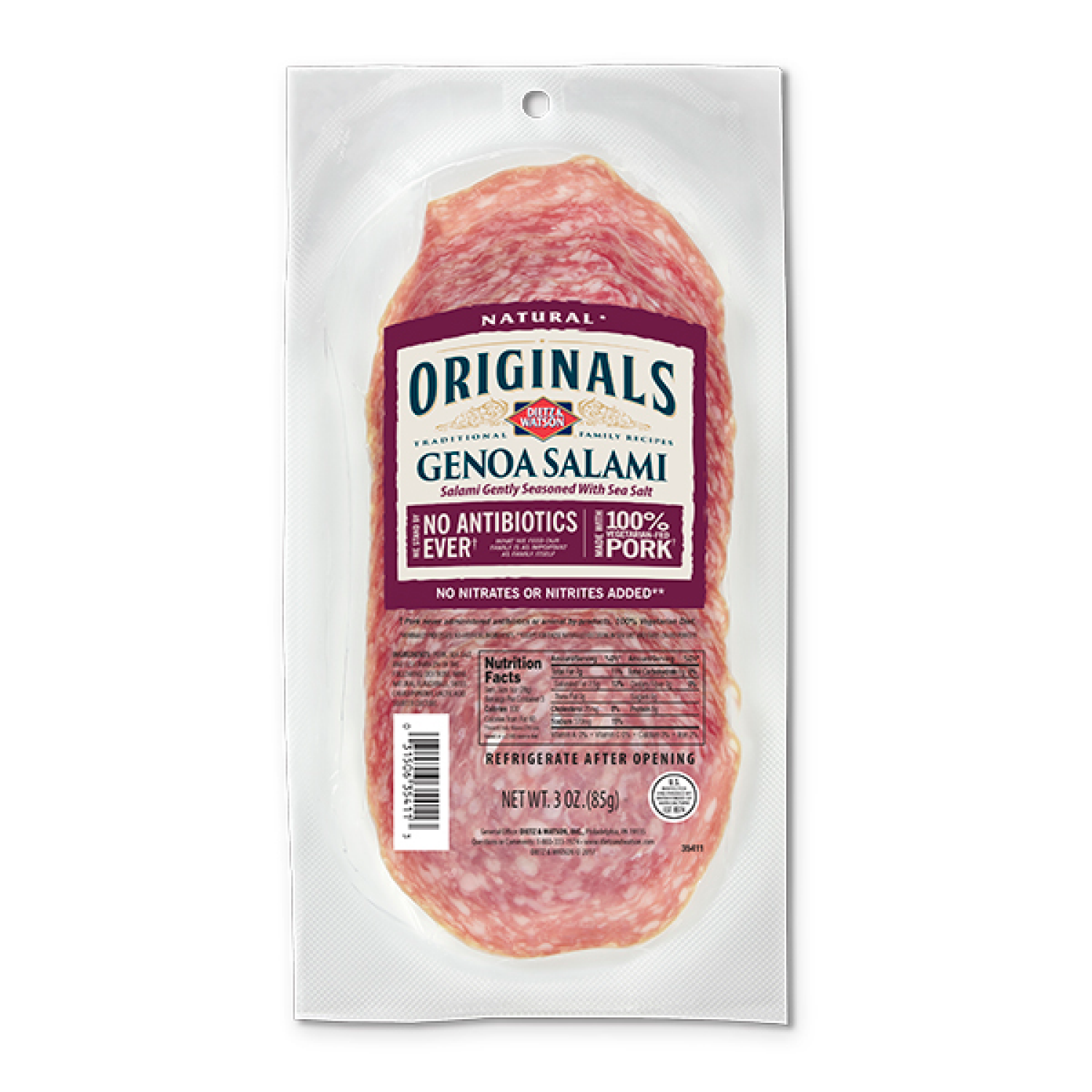 slide 1 of 2, Dietz & Watson Uncured Genoa Salami 3 oz, 3 oz