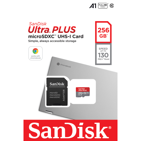 slide 1 of 4, SanDisk Ultra Plus Microsdxctm Uhs-I Card With Adapter 256Gb, 1 ct