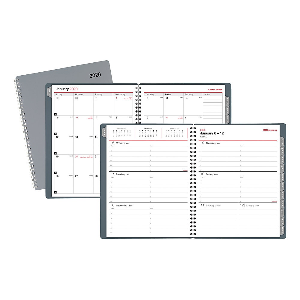 slide 1 of 1, Office Depot Large Weekly/Monthly Appointment Book, 8-1/2'' X 11'', Silver, January To December 2020, Od710530, 1 ct