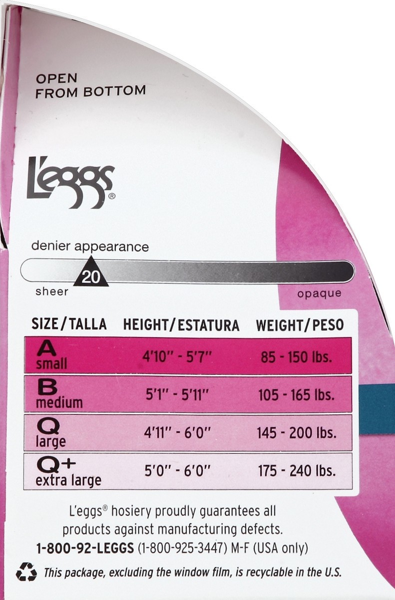 slide 3 of 4, L'eggs Hanesbrands Inc L'Eggs Pantyhose, Silky Sheer Leg, Control Top, Sheer Toe, A, Black Mist, 1 pair