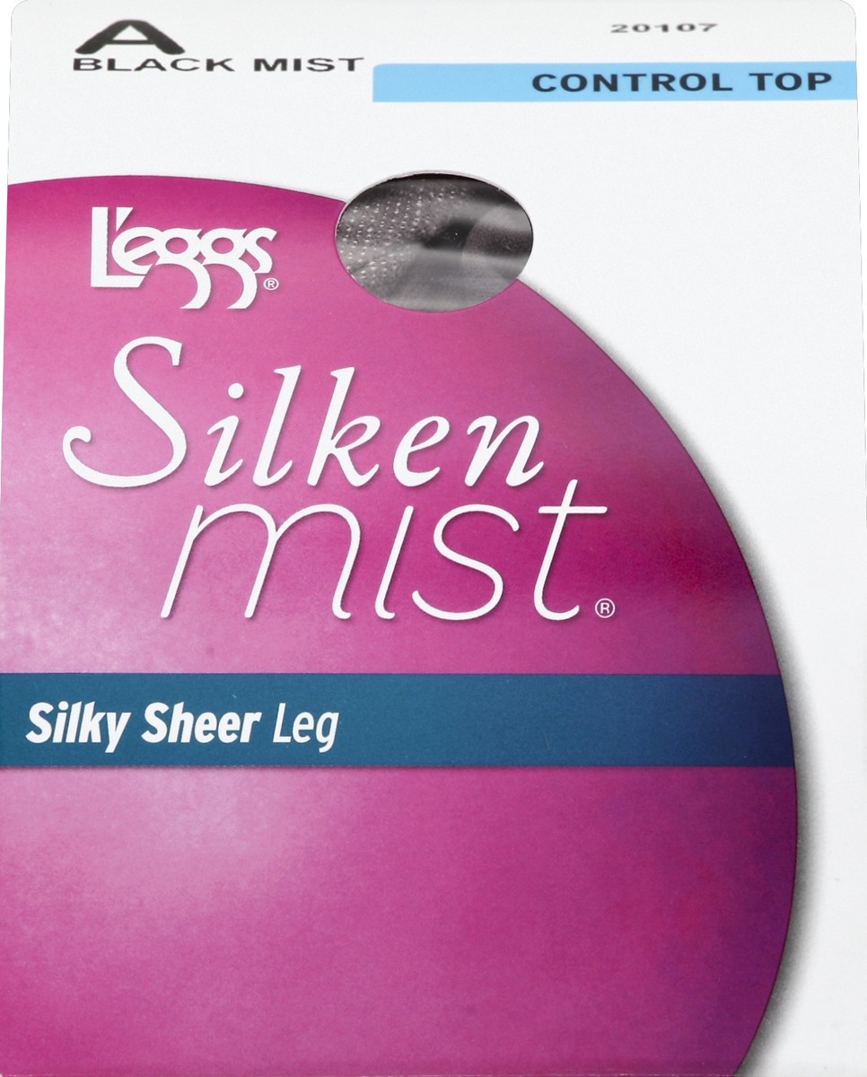 slide 4 of 4, L'eggs Hanesbrands Inc L'Eggs Pantyhose, Silky Sheer Leg, Control Top, Sheer Toe, A, Black Mist, 1 pair