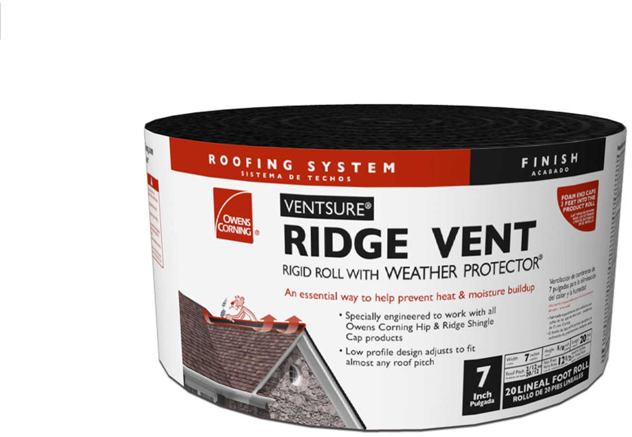 slide 1 of 6, Owens Corning VentSure 7.0-in x 240.0-in Black Plastic Roll Roof Ridge Vent, 1 ct