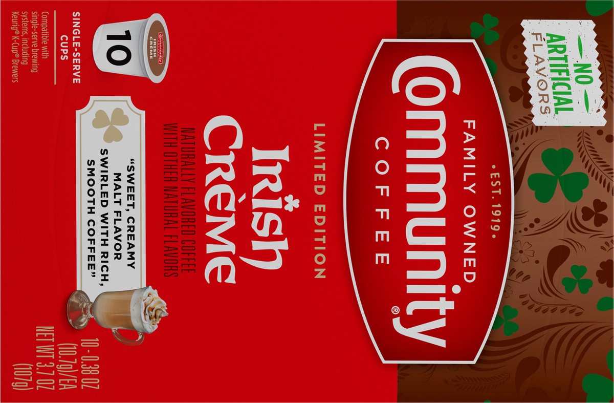slide 2 of 11, Community Coffee Irish Cream Medium Roast Keurig K-Cup Pods 10 ct Box, 10 oz