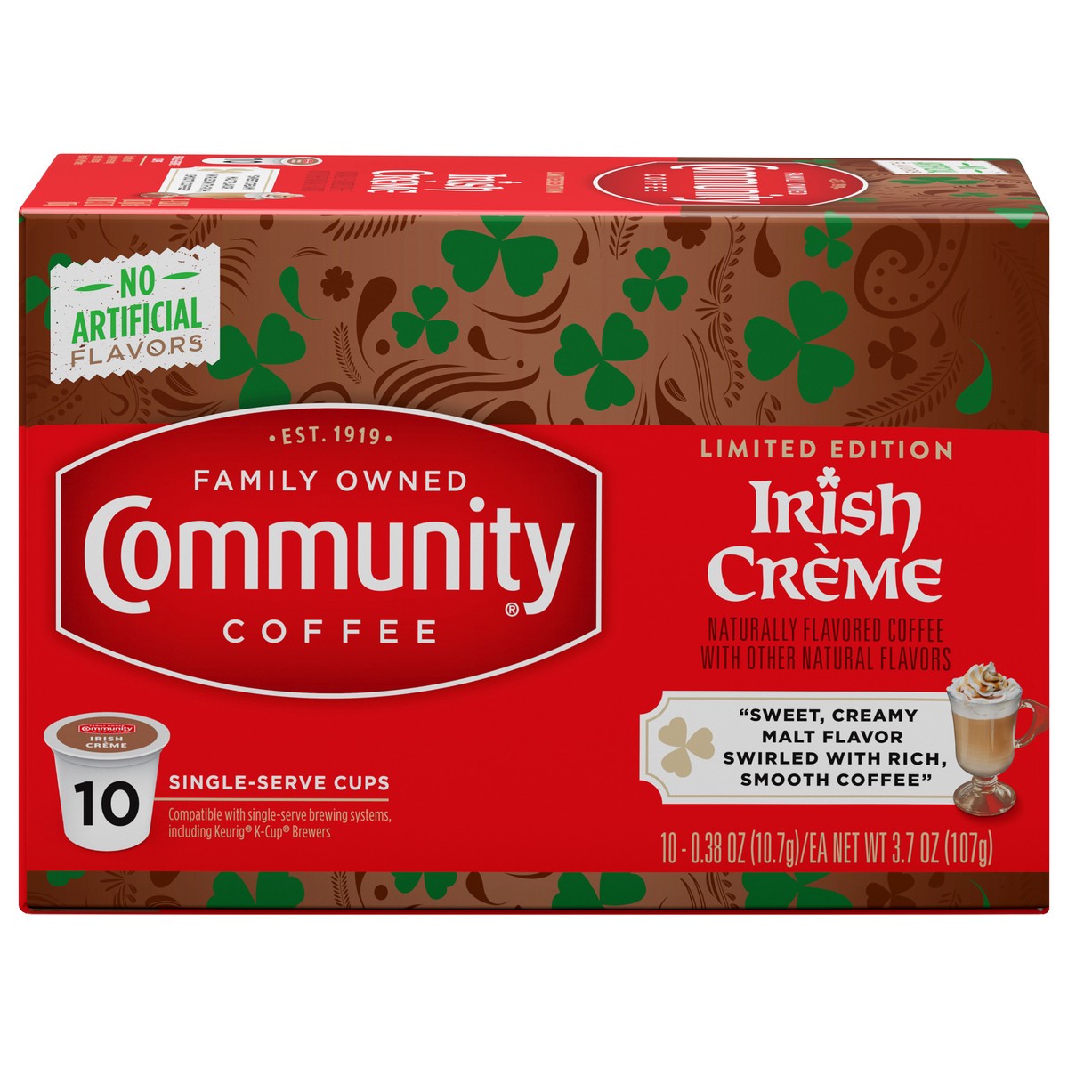 slide 7 of 11, Community Coffee Irish Cream Medium Roast Keurig K-Cup Pods 10 ct Box, 10 oz