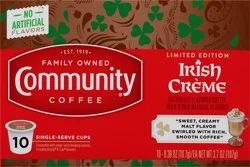 Community Coffee Irish Cream Medium Roast Keurig K-Cup Pods 10 ct Box