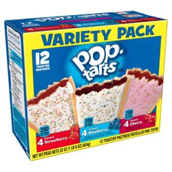 Pop-Tarts Breakfast Toaster Pastries, Flavored Variety Pack, Frosted Strawberry, Frosted Blueberry, Frosted Cherry