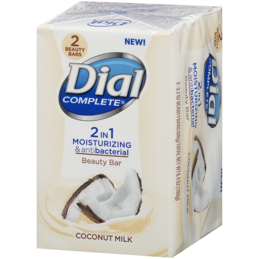 slide 3 of 6, Dial Complete 2 In 1 Moisturizing & Antibacterial Coconut Milk Beauty Bar, 2 ct